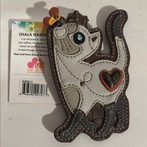 Chala Cat Keychain Wallet with Heart Accent